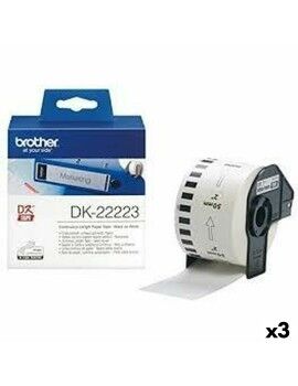 Papel Contínuo para Impressoras Brother DK-22223 Branco 50 mm x 30,48 m Preto (3 Unidades)