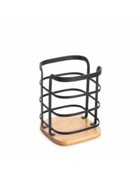 Organizador para Cubiertos DKD Home Decor 12 x 12 x 14,5 cm Natural Negro Acero