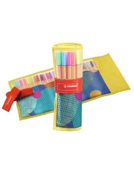 Conjunto de Canetas de Feltro Stabilo Point 88 Yellow Rollerset Estojo enrolável Multicolor