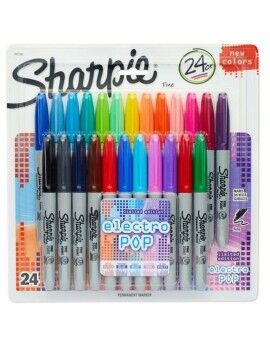 Conjunto de Canetas de Feltro Sharpie Electro Pop Multicolor 24 Peças Permanente 1 Unidade