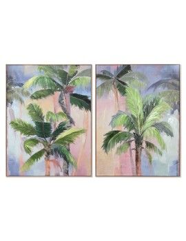 Pintura Home ESPRIT Palmeiras Tropical 90 x 3,5 x 120 cm (2 Unidades)