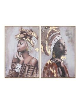 Pintura Home ESPRIT Colonial Africana 80 x 3,5 x 120 cm (2 Unidades)