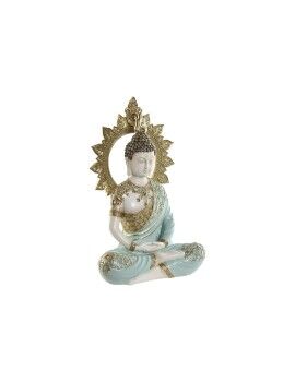 Figura Decorativa Home ESPRIT Turquesa Dourado Buda Oriental 21 x 12 x 33 cm