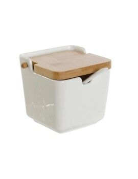 Açucareiro DKD Home Decor Branco Natural Bambu Porcelana 10,5 x 9 x 9 cm