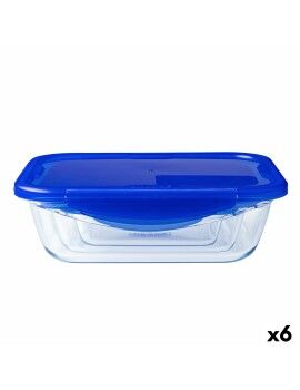 Fiambrera Hermética Pyrex Cook & Go 20,5 x 15,5 x 6 cm Azul 800 ml Vidrio (6 Unidades)