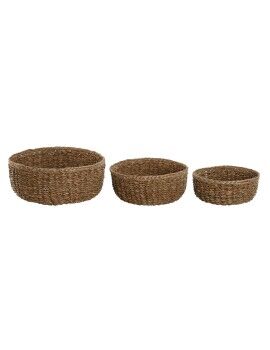 Conjunto de Cestas Home ESPRIT Natural Fibra natural Boho 30 x 30 x 13 cm (3 Peças)