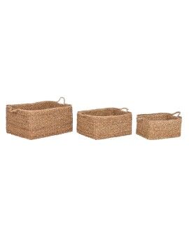 Conjunto de Cestas Home ESPRIT Natural Fibra natural Boho 50 x 40 x 30 cm (3 Peças)