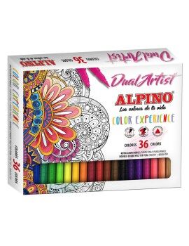 Conjunto de Canetas de Feltro Alpino Dual Artist Multicolor 36 Peças