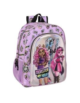 Mochila Escolar Monster High Best boos Lilás 33 x 42 x 14 cm