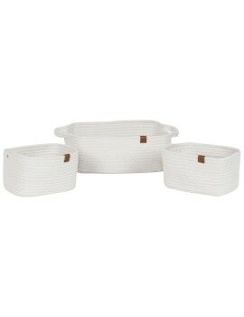 Conjunto de Cestas Home ESPRIT Branco Moderno 34 x 25 x 14 cm (3 Peças)