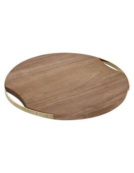 Tábua de corte Home ESPRIT Dourado Natural Metal Acácia 32,3 x 31,3 x 1,4 cm