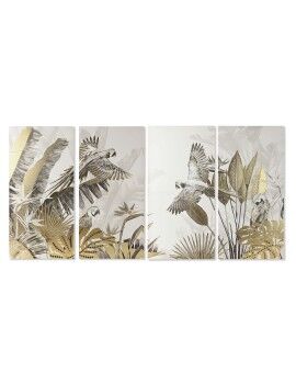 Conjunto de 4 quadros Home ESPRIT Bege Dourado Tropical 280 x 3,2 x 140 cm