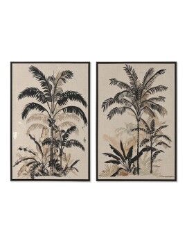 Pintura Home ESPRIT Verde Bege Palmeiras Dourado Tropical 63 x 4,5 x 93 cm (2 Unidades)