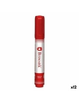 Rotulador permanente Bismark Vermelho 1,5 mm (12 Unidades)