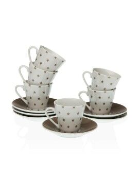 Conjunto de Chávenas com Pratos Versa Porcelana 5,8 x 6 x 5,8 cm Estrelas Café (12 Peças)