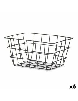 Cesta Multiusos Negro Metal 24,5 x 12 x 18 cm Rectangular (6 Unidades)