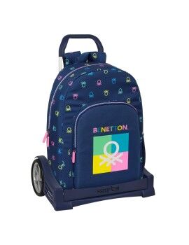 Mochila Escolar com Rodas Benetton Cool Azul Marinho 30 x 46 x 14 cm