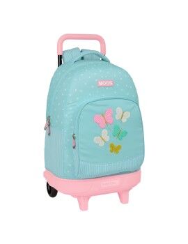 Mochila Escolar com Rodas Moos Butterflies Azul 33 X 45 X 22 cm