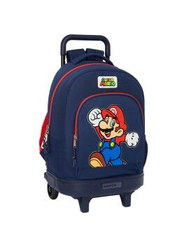 Mochila Escolar com Rodas Super Mario World Azul Marinho 33 x 45 x 22 cm