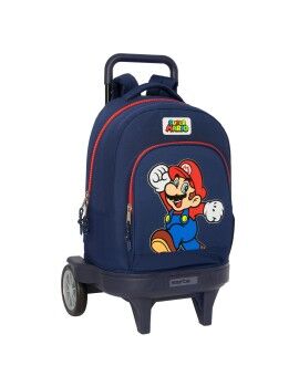 Mochila Escolar com Rodas Super Mario World Azul Marinho 33 x 45 x 22 cm