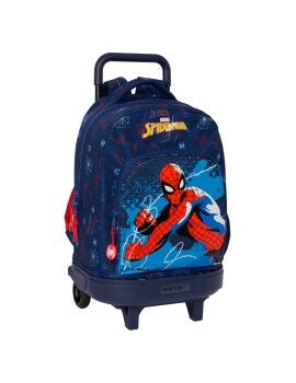 Mochila Escolar com Rodas Spider-Man Neon Azul Marinho 33 X 45 X 22 cm