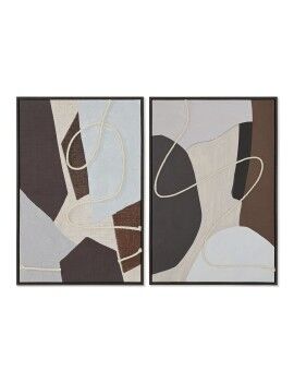 Pintura Home ESPRIT Castanho Bege Abstrato Urbana 63 x 4,5 x 93 cm (2 Unidades)