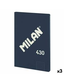 Caderno Milan 430 Azul A4 48 Folhas 21 x 29,7 cm (3 Unidades)