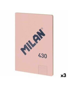 Caderno Milan 430 Cor de Rosa A4 48 Folhas 21 x 29,7 cm (3 Unidades)