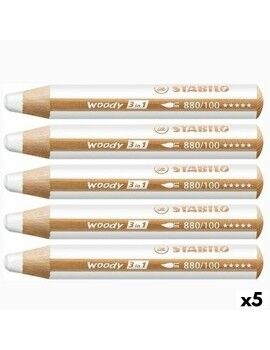 Lápis de cores Stabilo Woody Branco 3 em 1 5 Peças (5 Unidades)