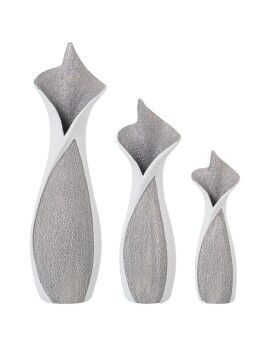 Set de 3 Jarrones Alexandra House Living Blanco Gris Cerámica 14 x 27 x 42 cm (3 Piezas)