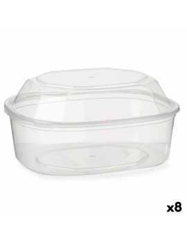 Lancheira Retangular com Tampa Transparente Polipropileno 1,5 L 18 x 10,5 x 21,5 cm (8 Unidades)