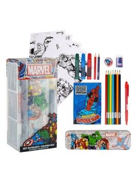 Conjunto Escolar Marvel 16 Peças Vermelho