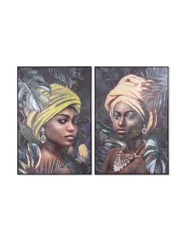 Pintura DKD Home Decor 80 x 3,5 x 120 cm Colonial Africana (2 Unidades)