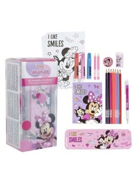 Set de Papelaria Minnie Mouse 25 Peças Cor de Rosa