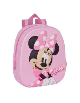 Mochila Escolar Minnie Mouse 3D Cor de Rosa 27 x 33 x 10 cm