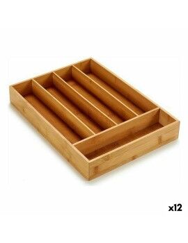 Organizador de Talheres Castanho Bambu 25,5 x 5 x 35,5 cm (12 Unidades)