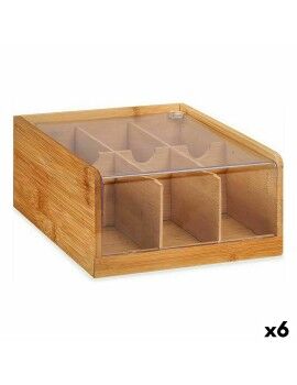 Caixa para Infusões Castanho Bambu 22 x 10 x 20,5 cm Chá (6 Unidades)