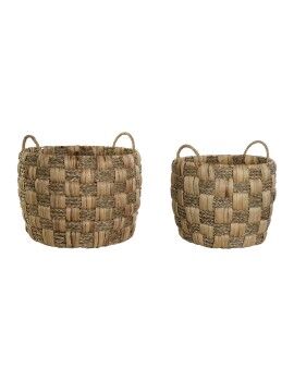 Conjunto de Cestas Home ESPRIT Natural Zostera marina Fibra natural Boho 43 x 43 x 39 cm (2 Peças)