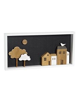 Decoração de Parede DKD Home Decor Branco Castanho Casas Urbana 40 x 3,5 x 20 cm