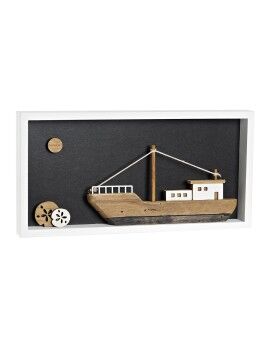 Figura Decorativa DKD Home Decor Blanco Marrón Barco 40 x 3,5 x 20 cm