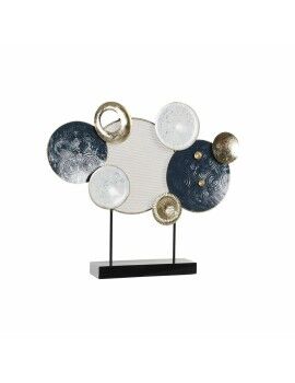 Figura Decorativa DKD Home Decor 62 x 8,3 x 53,3 cm Azul Dourado Branco Círculos