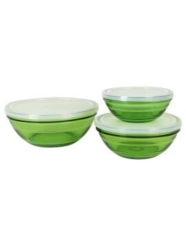 Set de Cuencos Duralex   3 Piezas Verde Con Tapa