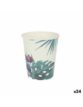 Set de Vasos Algon Desechables Cartón Tropical 10 Piezas 250 ml (24 Unidades)