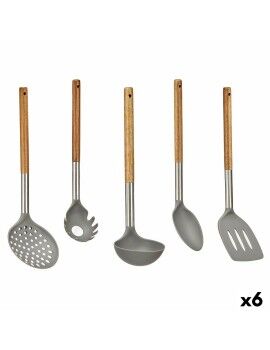 Conjunto de Utensílios de Cozinha Cinzento Aço inoxidável Acácia (6 Unidades)