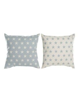 Almofada DKD Home Decor Azul 60 x 10 x 60 cm Estrelas Branco (2 Unidades)