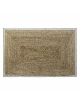 Tapete DKD Home Decor Scandi Poliéster Algodão Branco Marrom claro Jute 120 x 180 x 1 cm