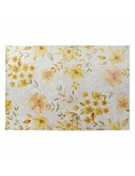 Tapete DKD Home Decor Amarelo Branco Poliéster Algodão Bloemen (200 x 290 x 0.5 cm)