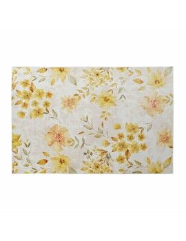 Alfombra DKD Home Decor Amarillo Blanco Poliéster Algodón Flores (120 x 180 x 0.5 cm)