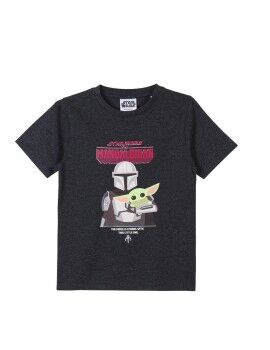 Camiseta de Manga Corta Infantil The Mandalorian Negro