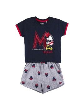 Pijama de Verão Minnie Mouse Azul escuro Cinzento